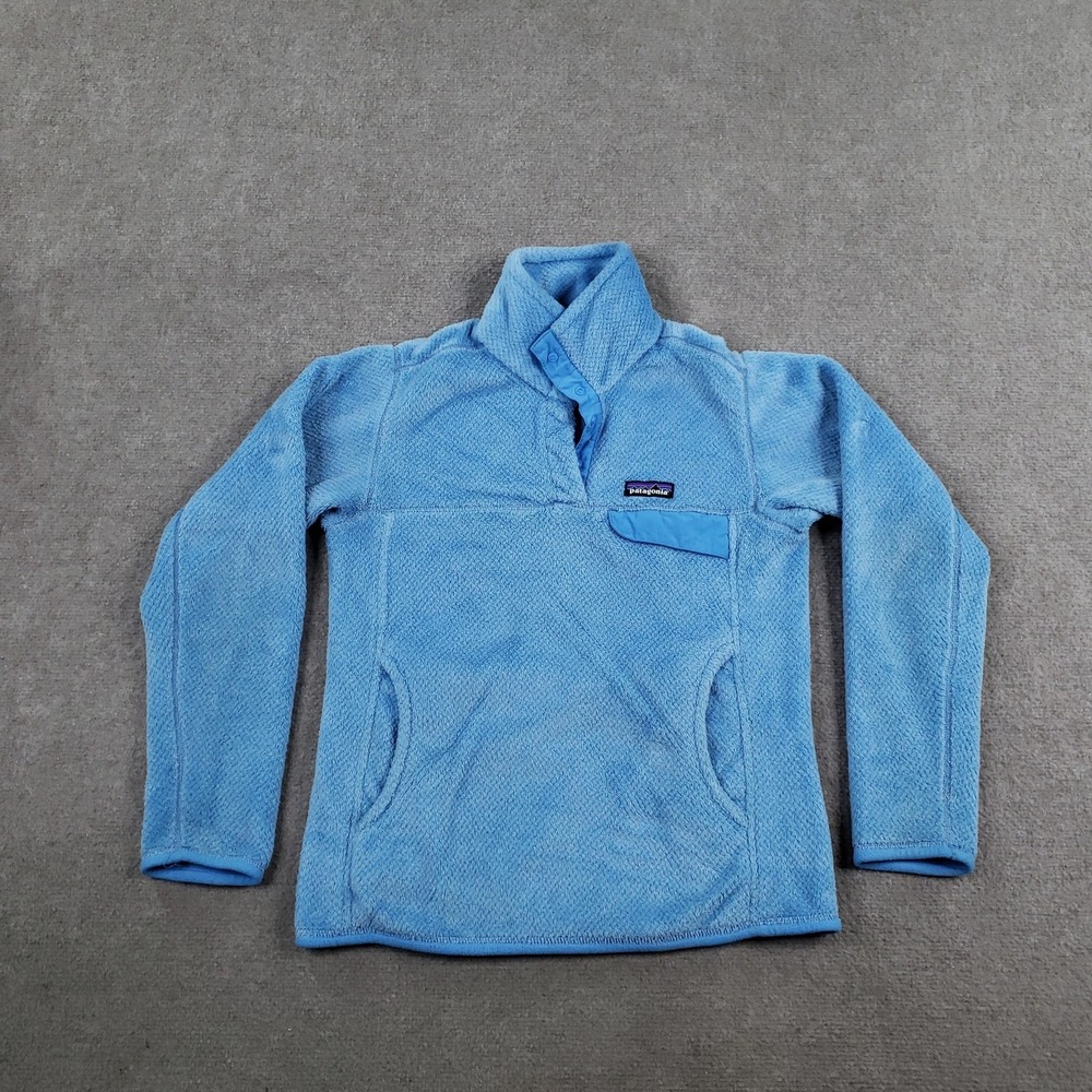 Patagonia Snap-T Jacket Womens Small Blue Fleece Pockets Pullover Hiking Casual